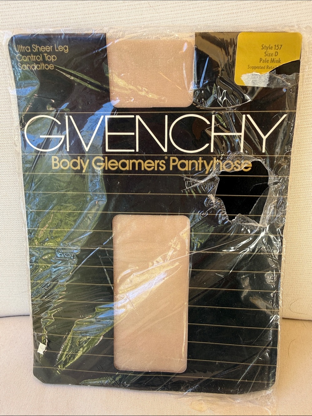 GIVENCHY 1986 Pantyhose Sheer in Packaging Vintage Pale Mink color size D